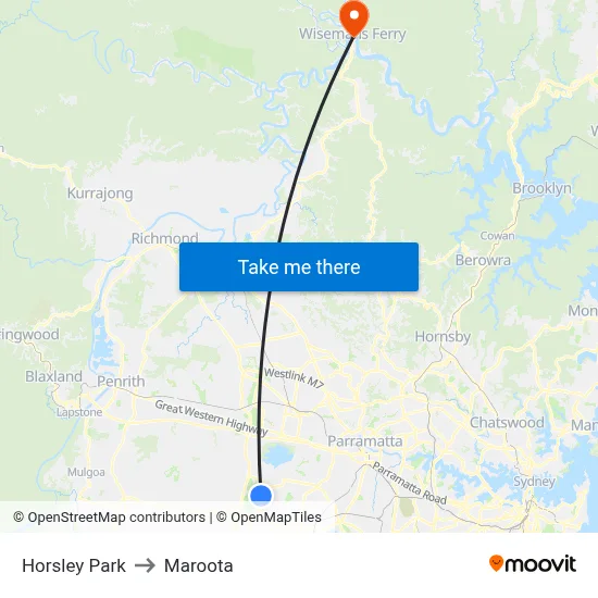 Horsley Park to Maroota map