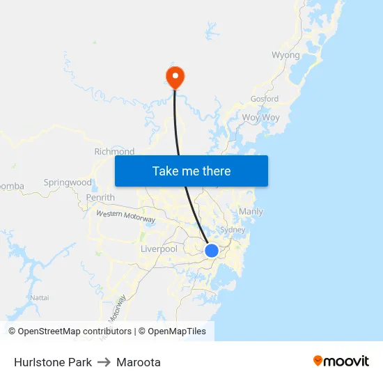 Hurlstone Park to Maroota map