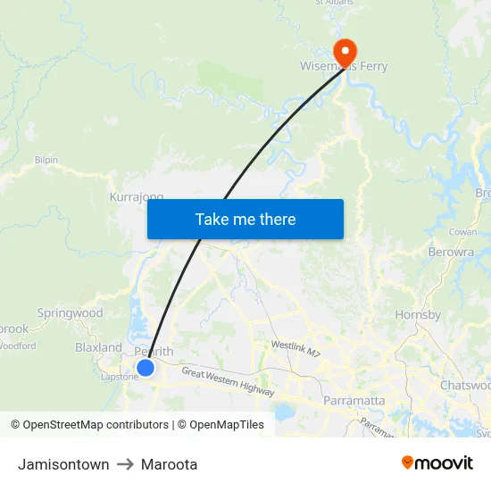 Jamisontown to Maroota map