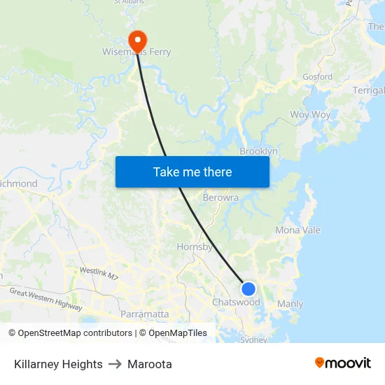 Killarney Heights to Maroota map