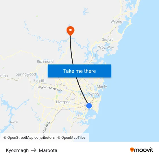 Kyeemagh to Maroota map
