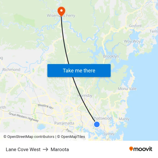 Lane Cove West to Maroota map