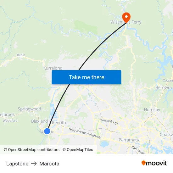 Lapstone to Maroota map