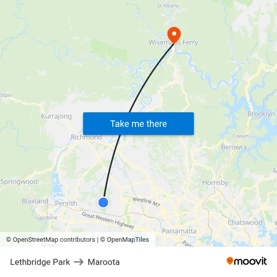 Lethbridge Park to Maroota map