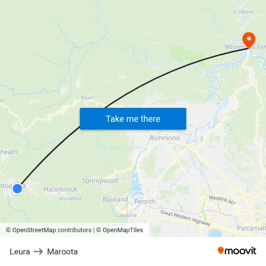 Leura to Maroota map