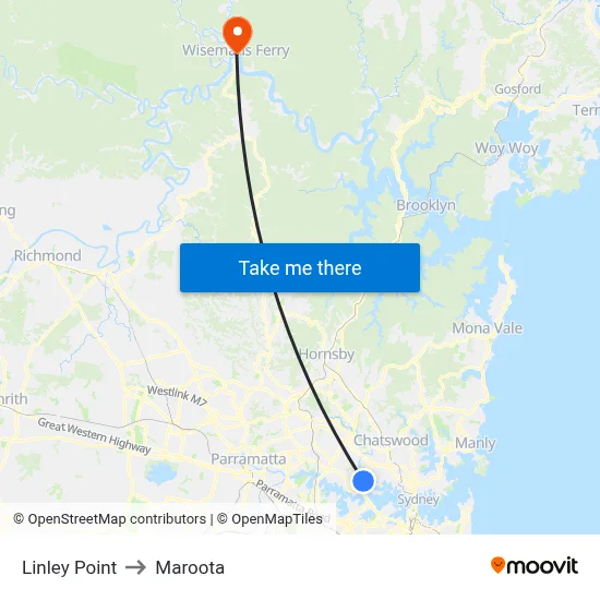 Linley Point to Maroota map