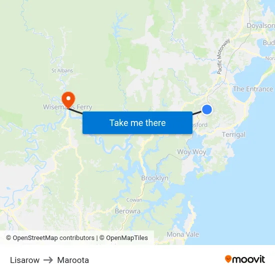 Lisarow to Maroota map