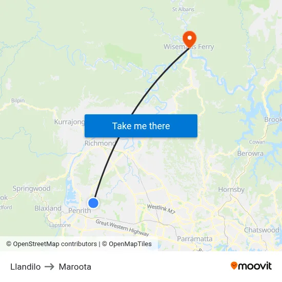 Llandilo to Maroota map