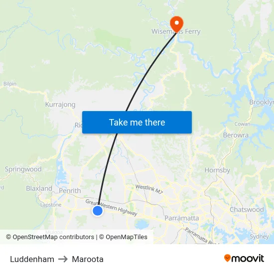 Luddenham to Maroota map