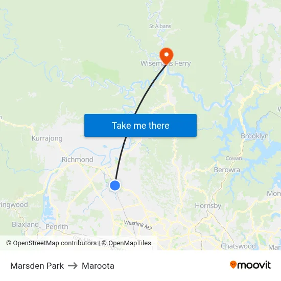 Marsden Park to Maroota map