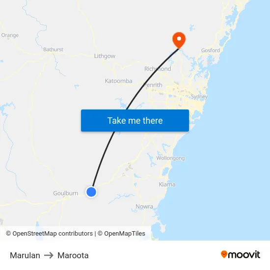 Marulan to Maroota map