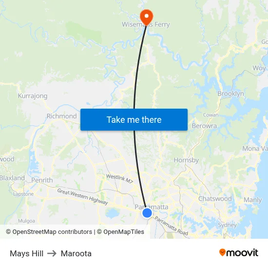 Mays Hill to Maroota map