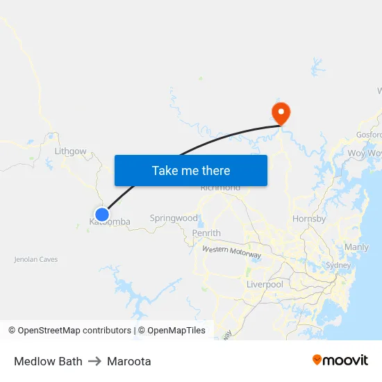 Medlow Bath to Maroota map