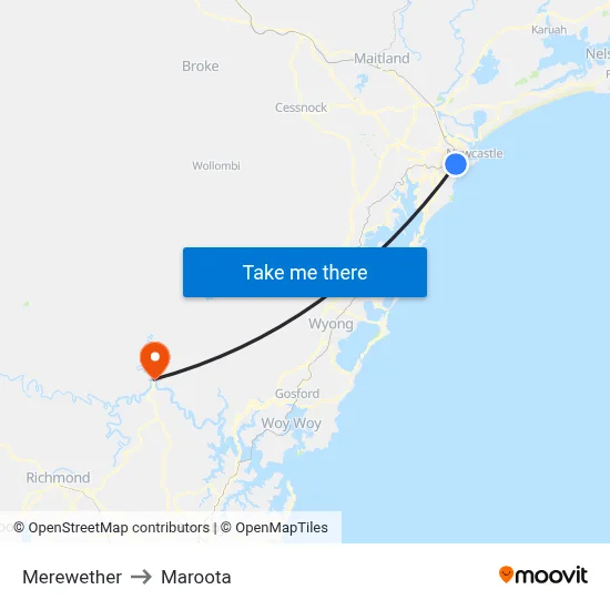 Merewether to Maroota map