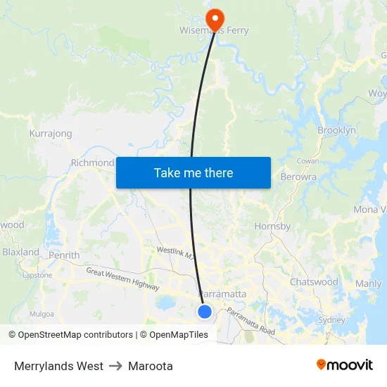 Merrylands West to Maroota map