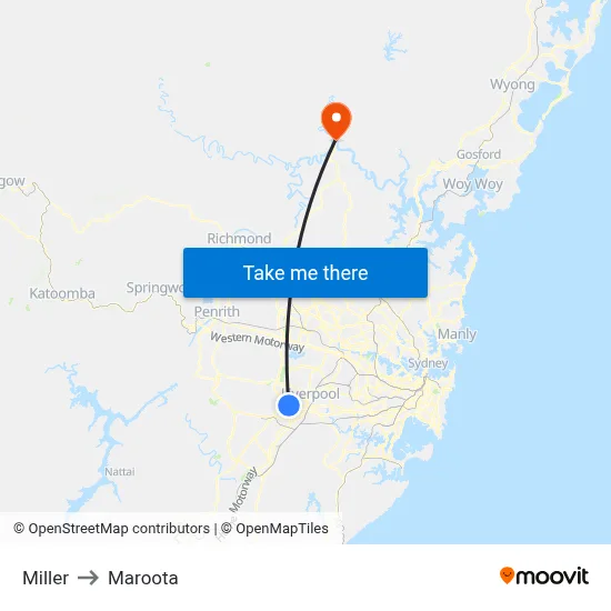 Miller to Maroota map