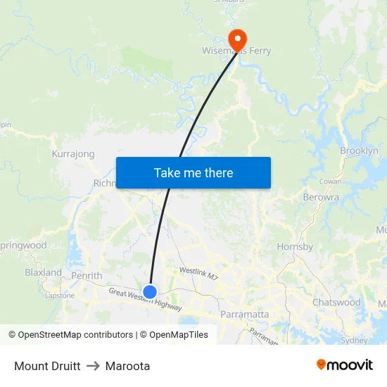 Mount Druitt to Maroota map