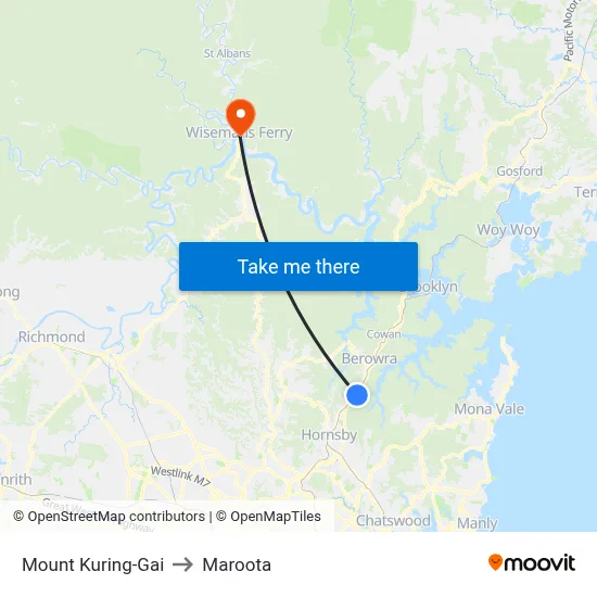 Mount Kuring-Gai to Maroota map