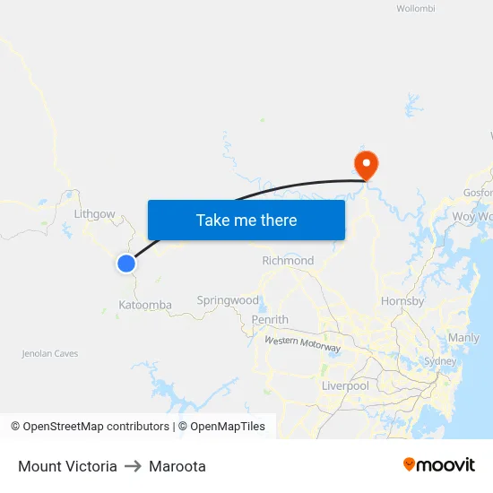 Mount Victoria to Maroota map