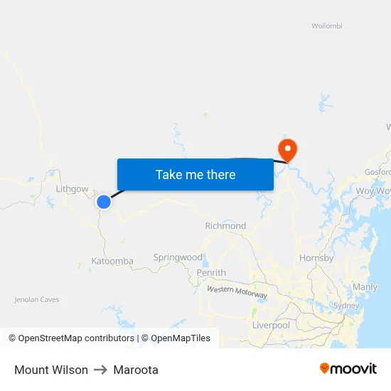 Mount Wilson to Maroota map