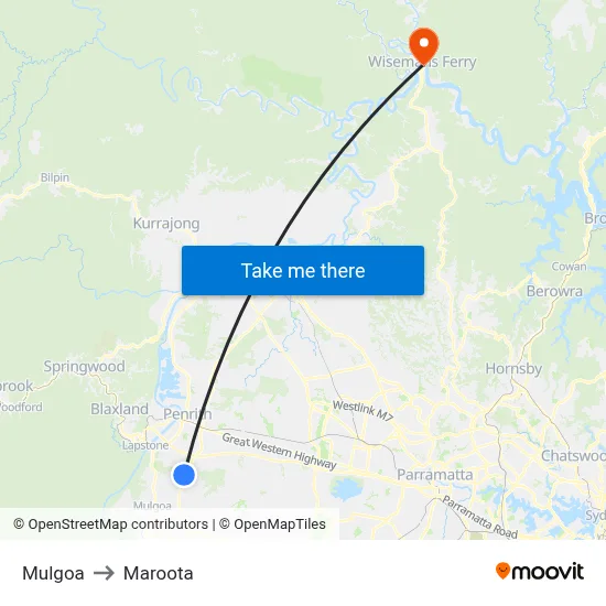 Mulgoa to Maroota map