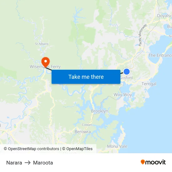 Narara to Maroota map