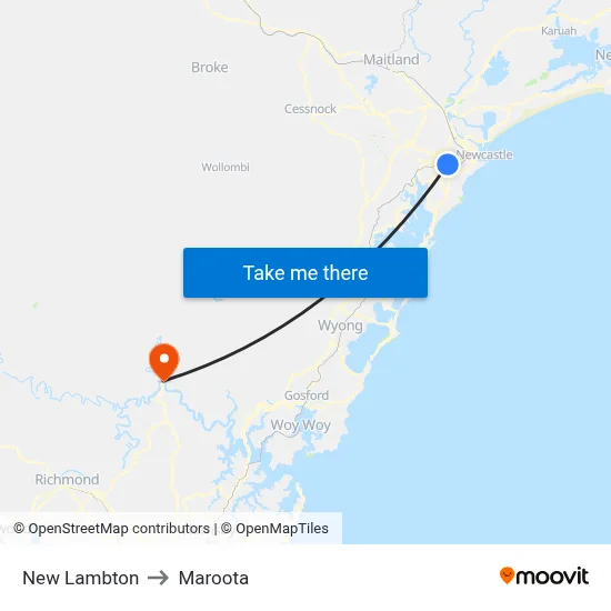 New Lambton to Maroota map