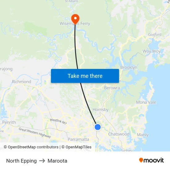North Epping to Maroota map