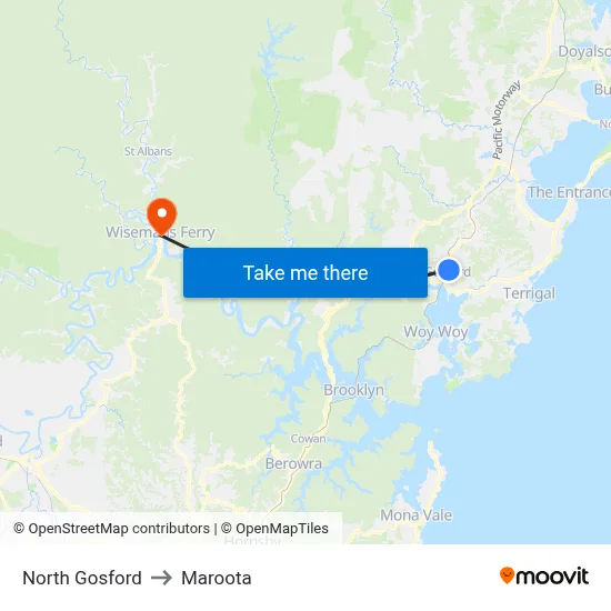 North Gosford to Maroota map
