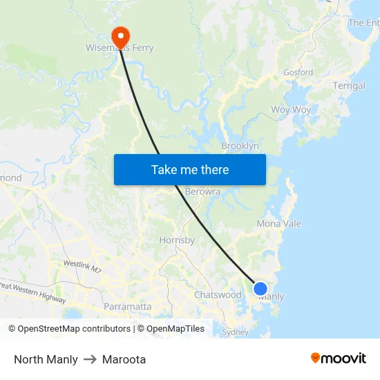 North Manly to Maroota map