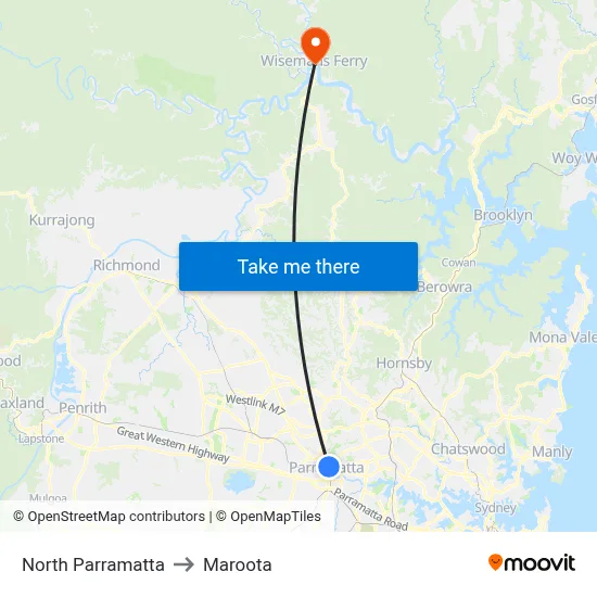 North Parramatta to Maroota map
