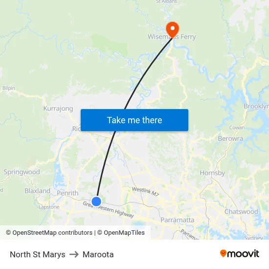 North St Marys to Maroota map