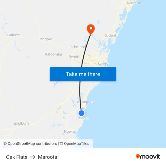 Oak Flats to Maroota map
