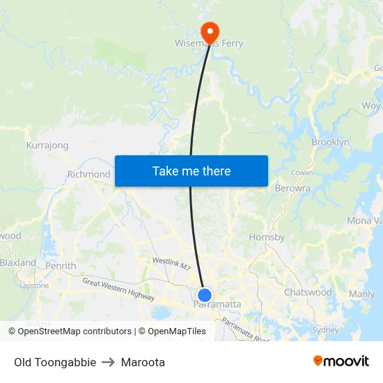 Old Toongabbie to Maroota map