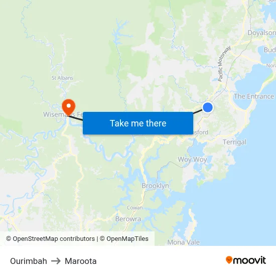 Ourimbah to Maroota map