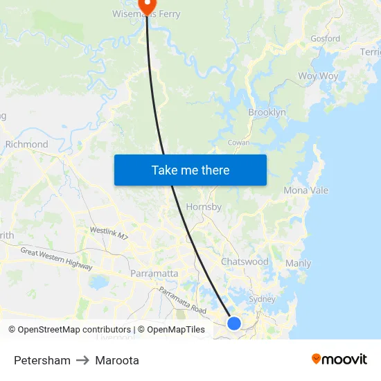 Petersham to Maroota map