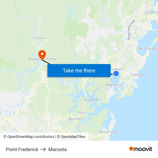 Point Frederick to Maroota map
