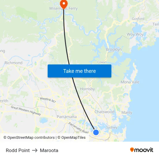 Rodd Point to Maroota map