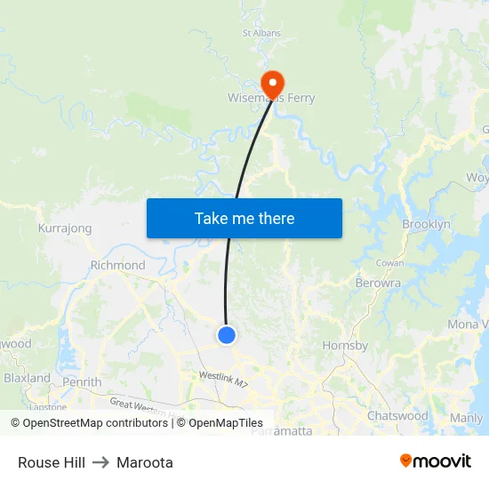 Rouse Hill to Maroota map