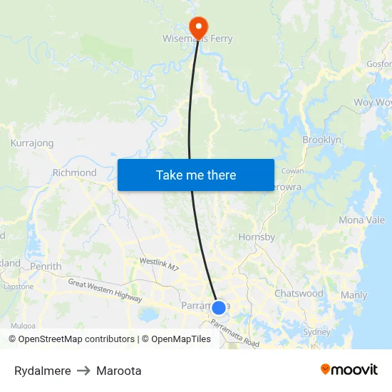 Rydalmere to Maroota map