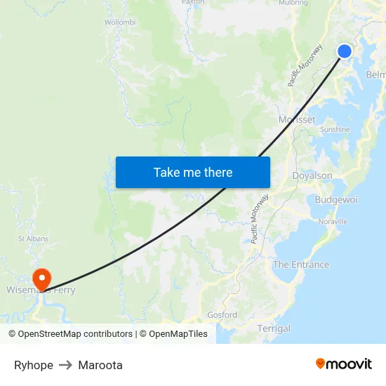 Ryhope to Maroota map