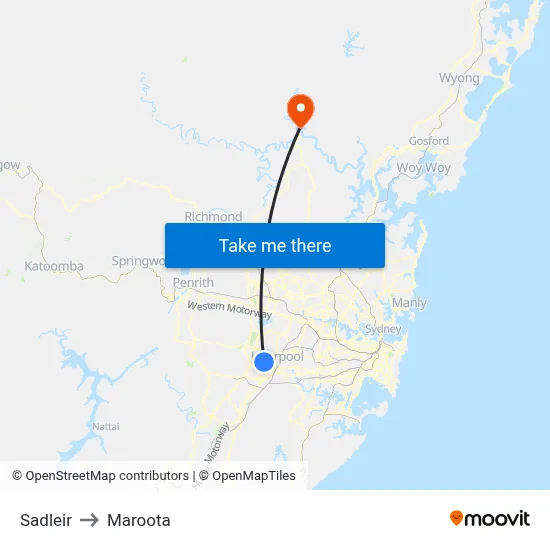 Sadleir to Maroota map