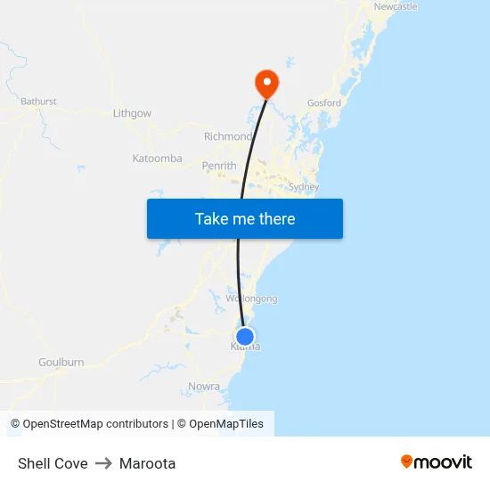 Shell Cove to Maroota map