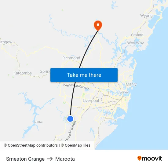 Smeaton Grange to Maroota map