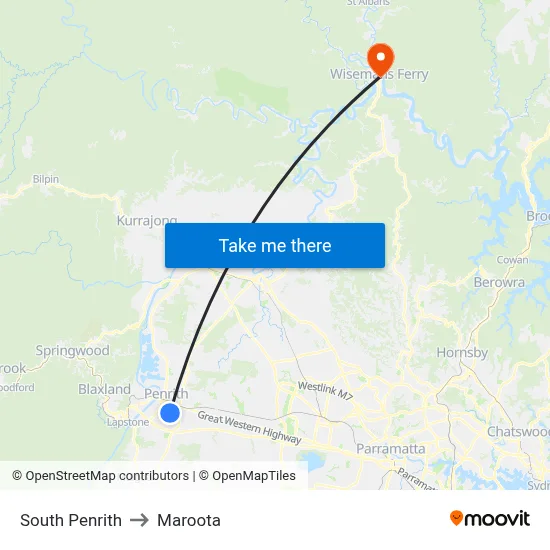 South Penrith to Maroota map