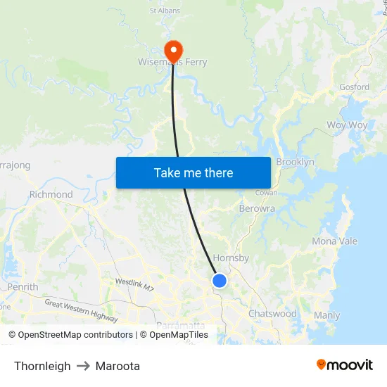 Thornleigh to Maroota map