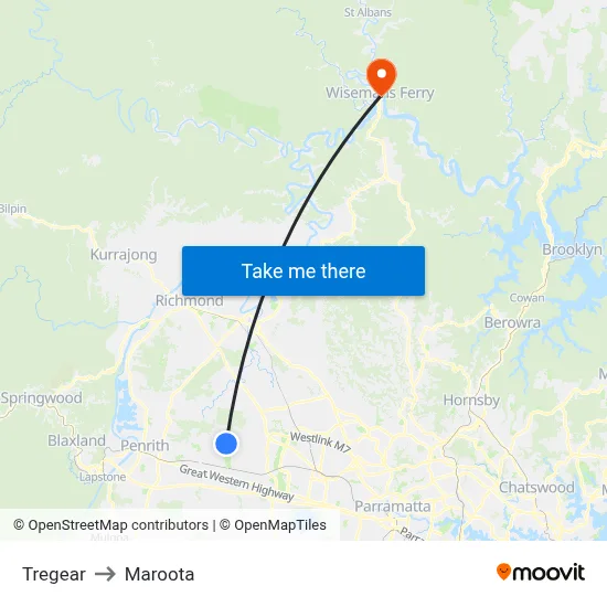Tregear to Maroota map