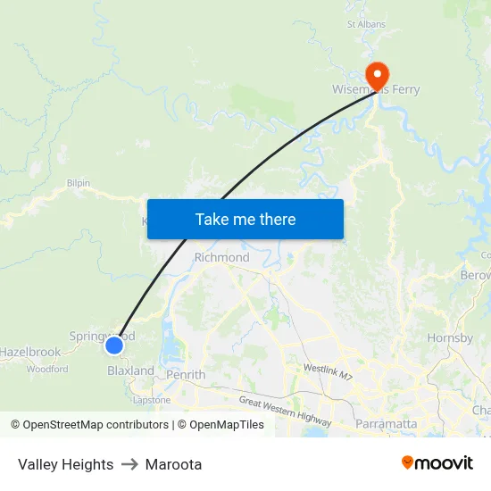 Valley Heights to Maroota map