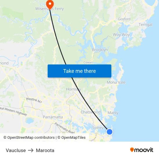 Vaucluse to Maroota map