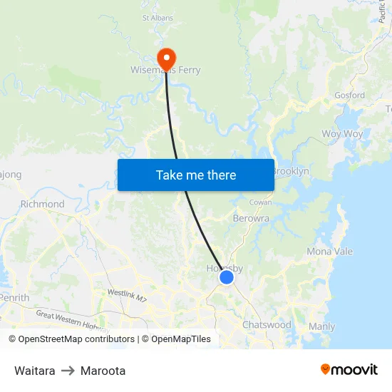 Waitara to Maroota map